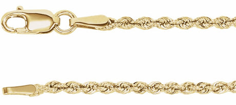 14K Yellow 1.85 mm Rope 20" Chain