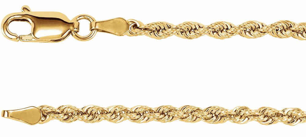 14K Yellow 2.5 mm Rope 18" Chain