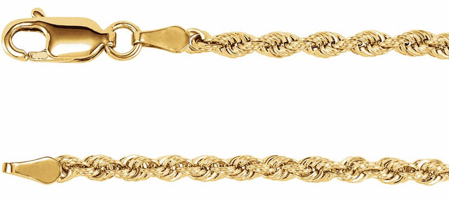 14K Yellow Gold 2.5 mm Rope 18" Chain