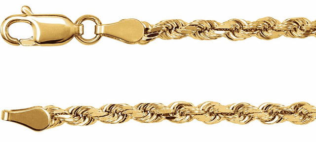 14K Yellow 2.8 mm Diamond-Cut Rope 24" Chain
