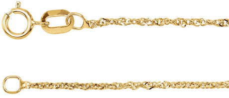 14K Yellow Gold 1 mm Singapore 16" Chain
