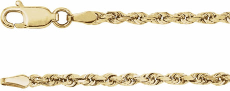14K Yellow 2.5 mm Diamond-Cut Rope 7" Chain

