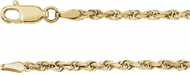 14K Yellow Gold 2.5 mm Diamond-Cut Rope 7" Chain
