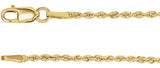 14K Yellow Gold 1.5 mm Rope 16" Chain