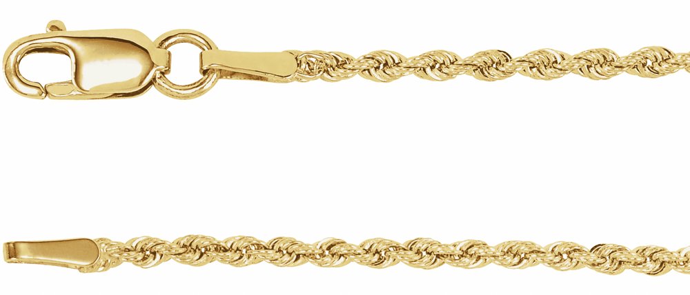 14K Yellow Gold 1.5 mm Rope 24" Chain