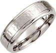Cobalt 7 mm Stepped-Edge Grooved Comfort-Fit Band with Hammer Finish Size 8