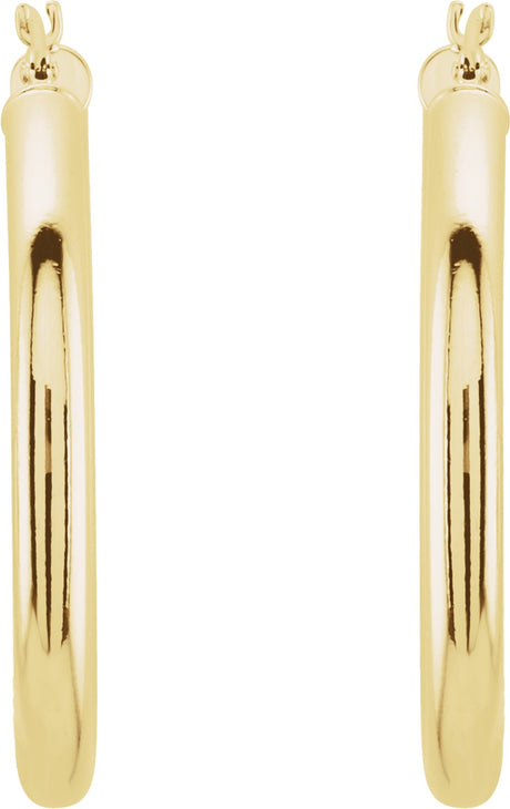 14K Yellow Gold Tube 30 mm Hoop Earrings