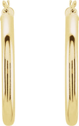 14K Yellow Gold Tube 30 mm Hoop Earrings