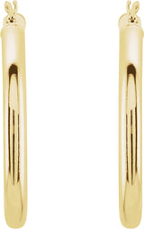 14K Yellow Tube 30 mm Hoop Earrings