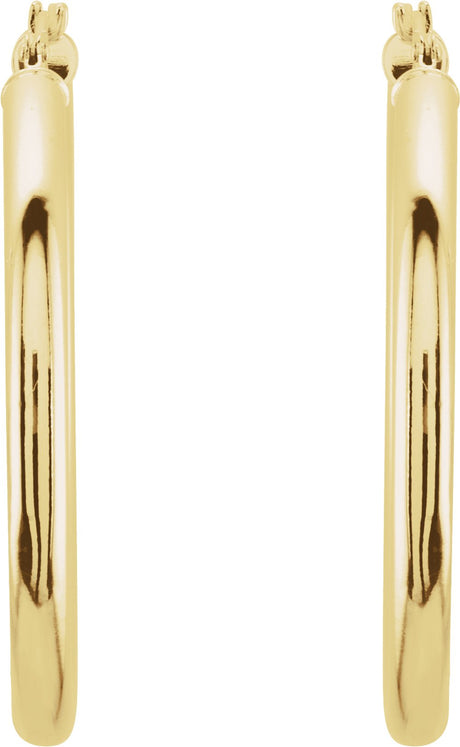 14K Yellow Gold Tube 35 mm Hoop Earrings