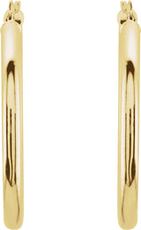 14K Yellow Gold Tube 35 mm Hoop Earrings