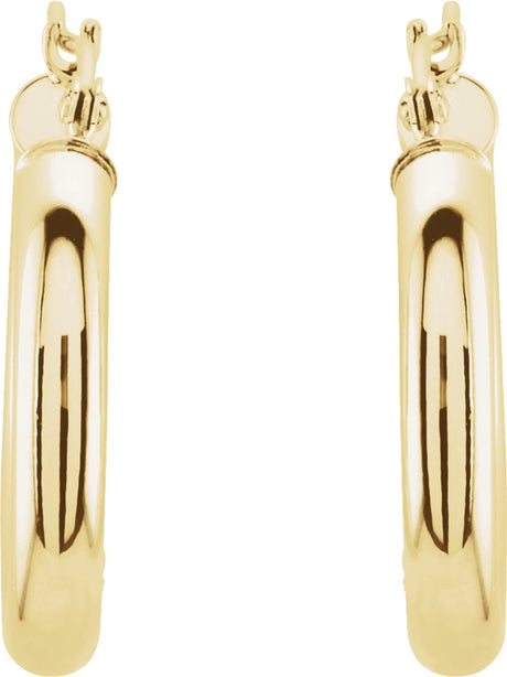 14K Yellow Gold Tube 20 mm Hoop Earrings