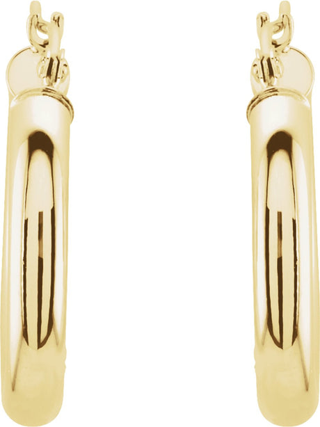 14K Yellow Tube 20 mm Hoop Earrings