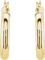 14K Yellow Gold Tube 20 mm Hoop Earrings
