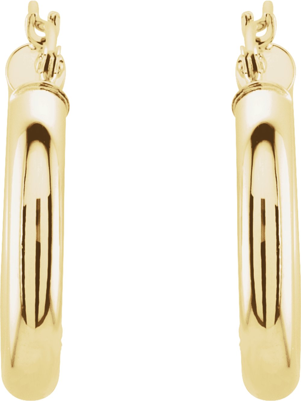 14K Yellow Tube 20 mm Hoop Earrings