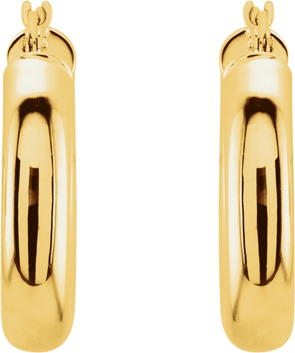 14K Yellow Tube 20 mm Hoop Earrings