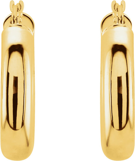 14K Yellow Gold Tube 20 mm Hoop Earrings