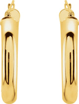 14K Yellow Tube 25 mm Hoop Earrings