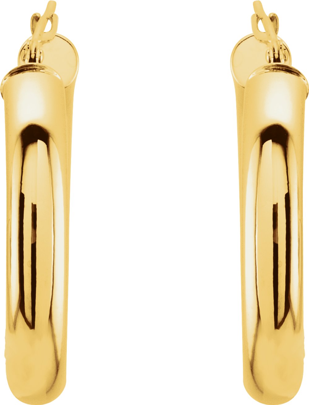 14K Yellow Gold Tube 25 mm Hoop Earrings