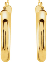 14K Yellow Gold Tube 25 mm Hoop Earrings