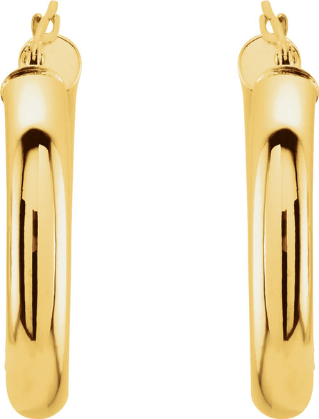 14K Yellow Gold Tube 25 mm Hoop Earrings