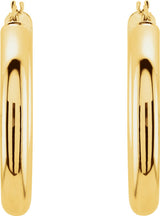 14K Yellow Gold Tube 30 mm Hoop Earrings
