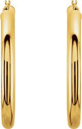 14K Yellow Gold Tube 40 mm Hoop Earrings