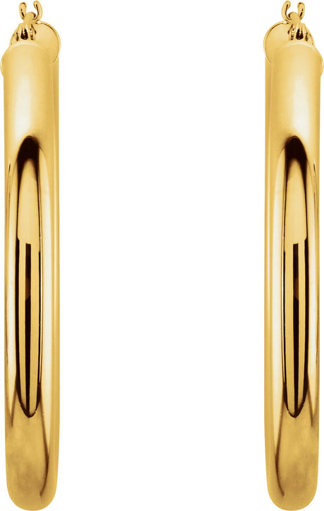 14K Yellow Gold Tube 40 mm Hoop Earrings