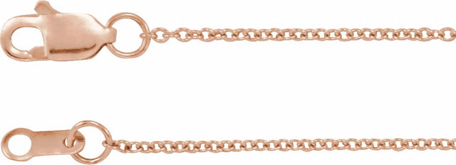 10K Rose Gold 1 mm Cable 16" Chain