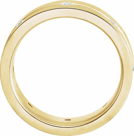 14K Yellow Gold 1/6 CTW Natural Diamond Grooved Band Size 10.5