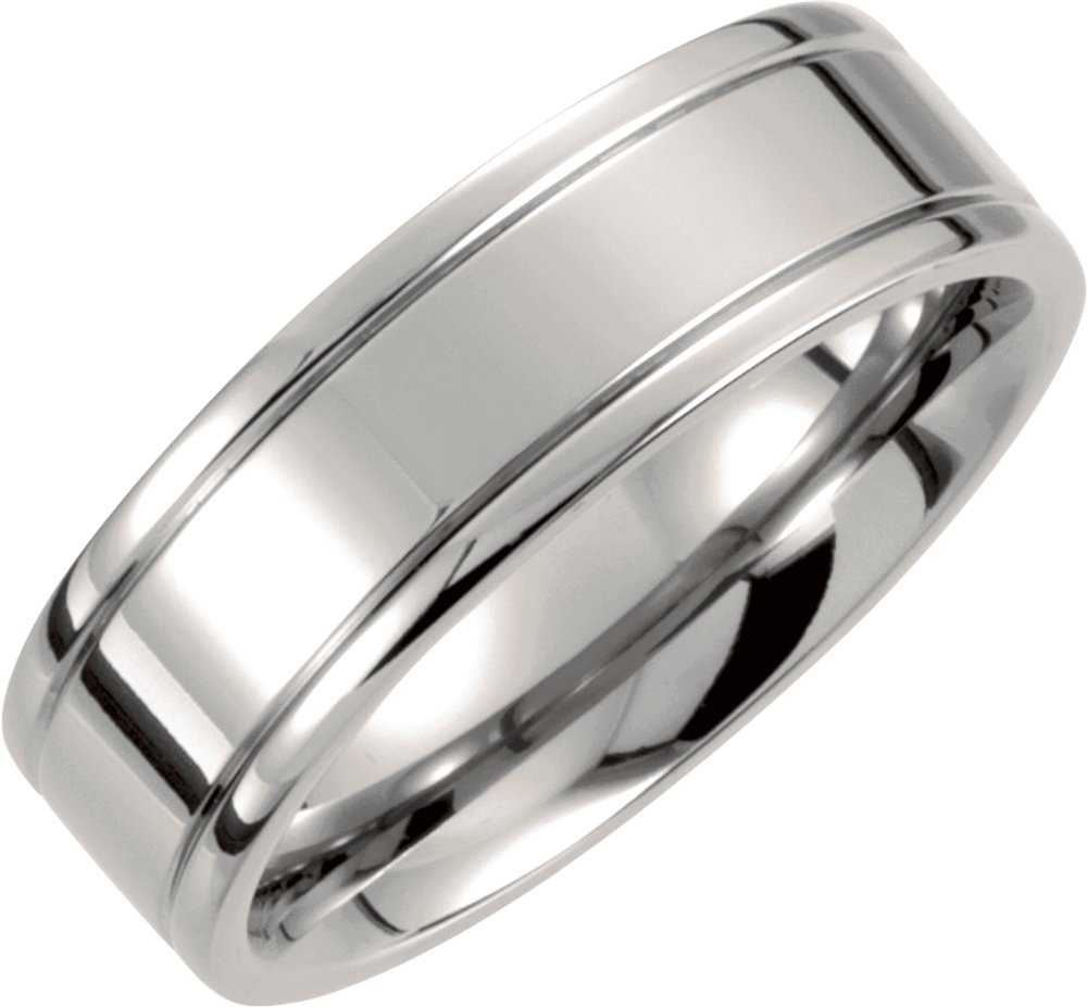 Titanium 7 mm Grooved Inlay Comfort-Fit Band Size 8