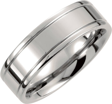 Titanium 7 mm Grooved Inlay Comfort-Fit Band Size 8