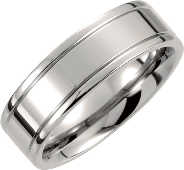 Titanium 7 mm Grooved Inlay Comfort-Fit Band Size 8