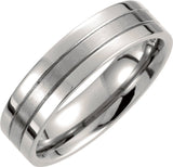 Titanium 6 mm Grooved Comfort-Fit Flat Band Size 7.5