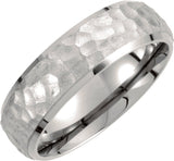 Titanium 7 mm Hammered Finish Beveled-Edge Band  Size 8.5