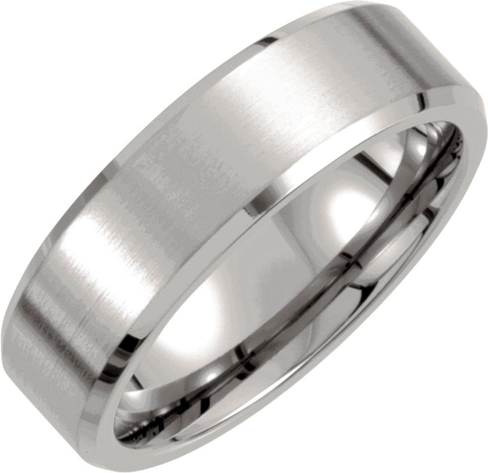 Titanium 7 mm Beveled-Edge Band with Satin Finish Size 7.5