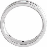 14K White 1/6 CTW Natural Diamond Grooved Band Size 10