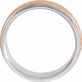 14K Rose/White 7 mm Milgrain Edge Comfort-Fit Flat Band Size 11