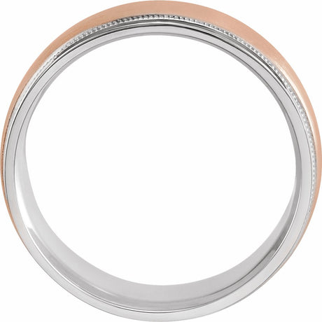 14K Rose/White 7 mm Flat Edge Band with Matte Finish Size 8.5