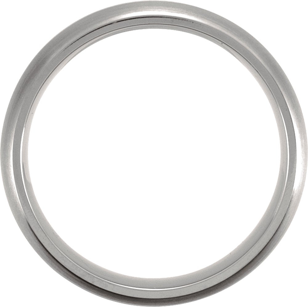 Titanium & Sterling Silver Inlay 7 mm Comfort-Fit Half Round Band Size 8