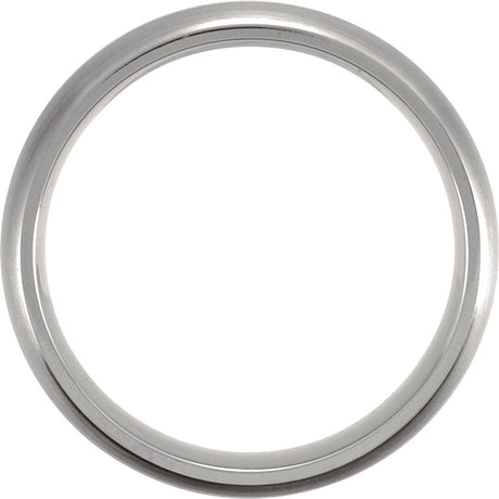 Titanium & Sterling Silver Inlay 7 mm Comfort-Fit Half Round Band Size 8