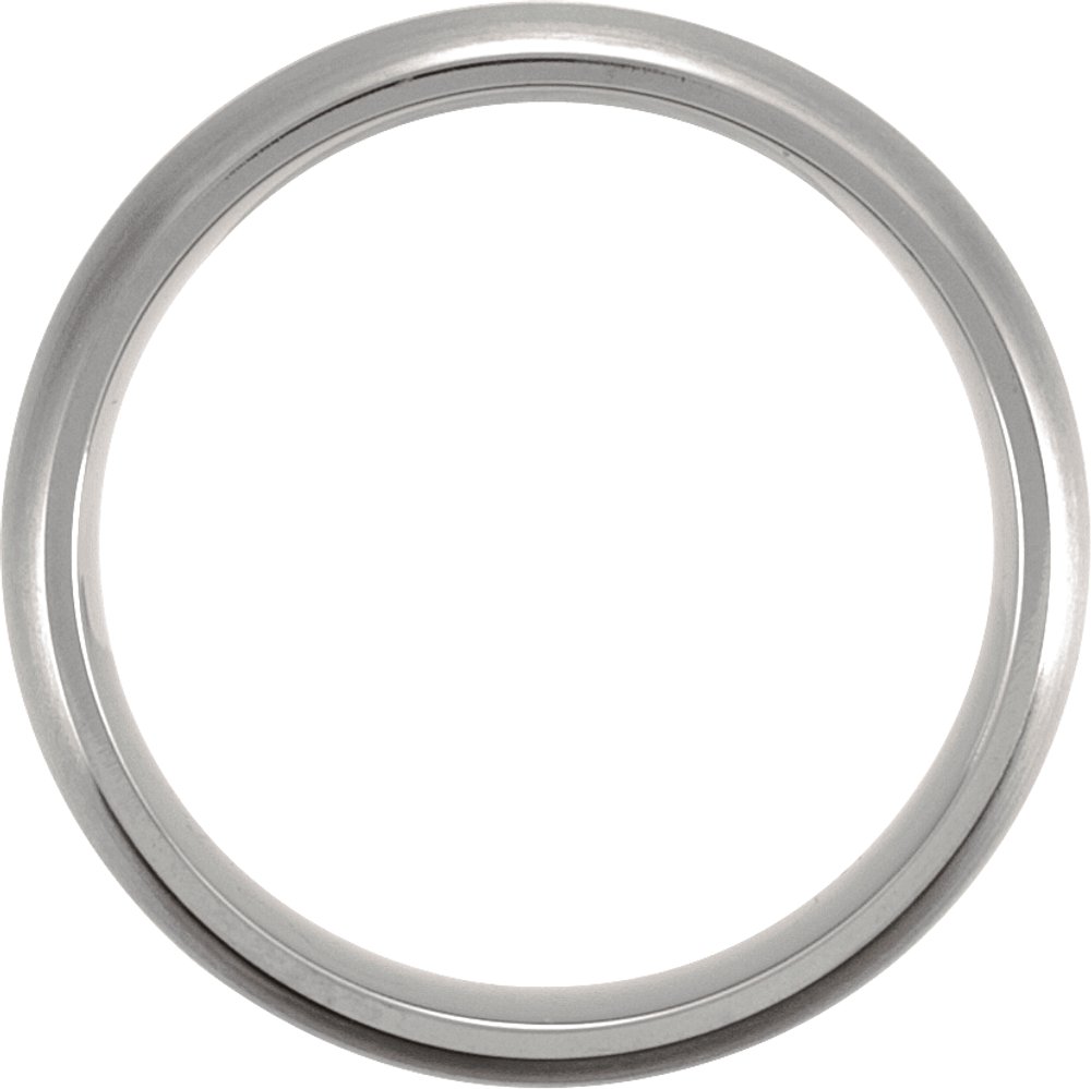 Titanium & Sterling Silver Inlay 7 mm Comfort-Fit Half Round Band Size 8