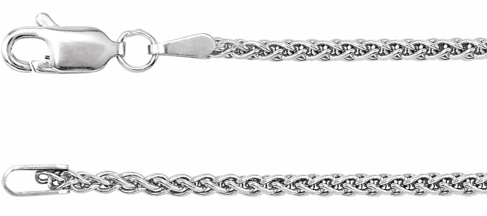 Rhodium-Plated Sterling Silver 1.8 mm Wheat 7" Chain