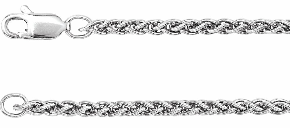 Rhodium-Plated Sterling Silver 2.4 mm Wheat 18" Chain