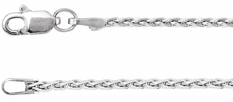 Rhodium-Plated Sterling Silver 1.5 mm Wheat 7" Chain