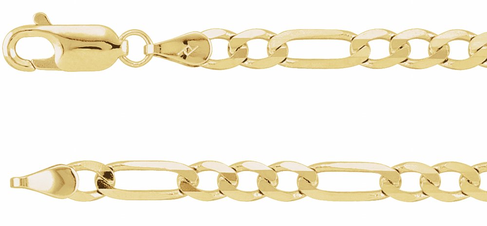 14K Yellow Gold 4 mm Figaro 7" Chain 
