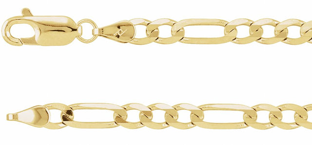 14K Yellow Gold 4 mm Figaro 7" Chain 
