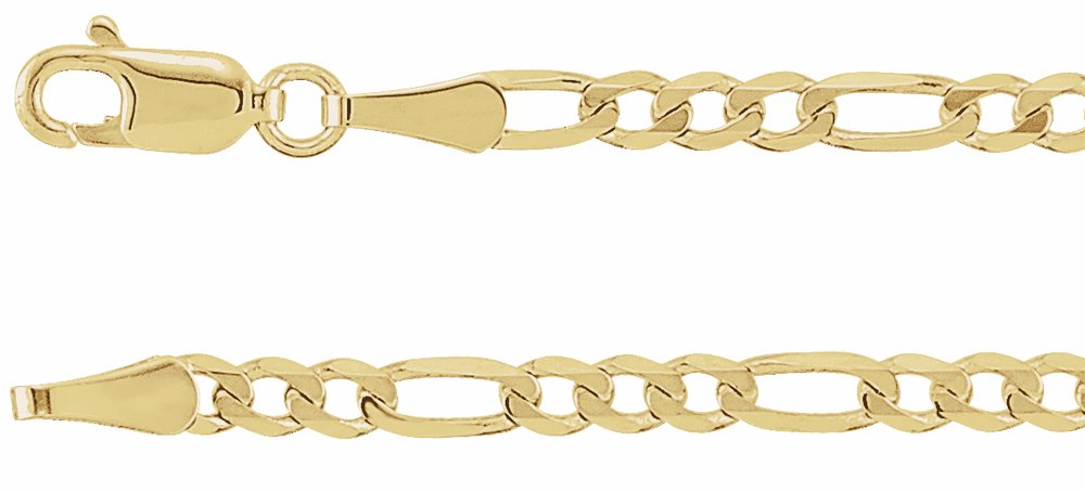 14K Yellow Gold 3 mm Figaro 20" Chain
