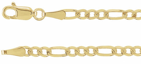 14K Yellow Gold 3 mm Figaro 7" Chain 
