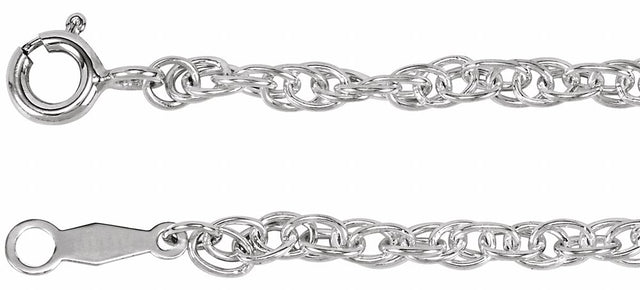 Sterling Silver 2.5 mm Rope 24" Chain